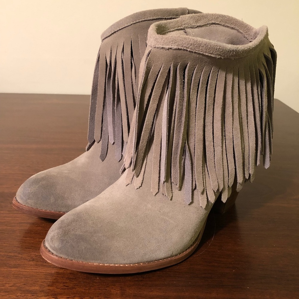 Frye Ilana Fringe Boots- dark grey